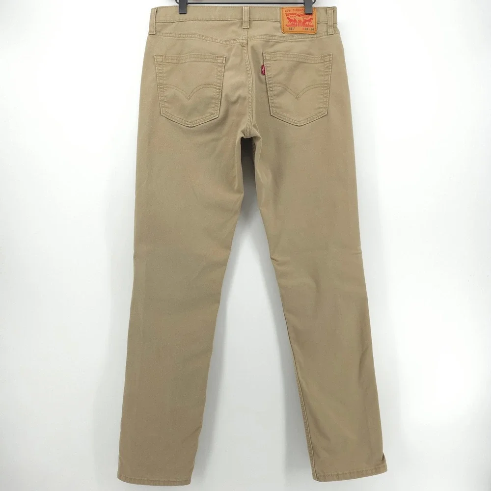 Levi's 511 Mens Slim Fit Pants 33x34 Khaki Tan Chino Workwear 04511-3376